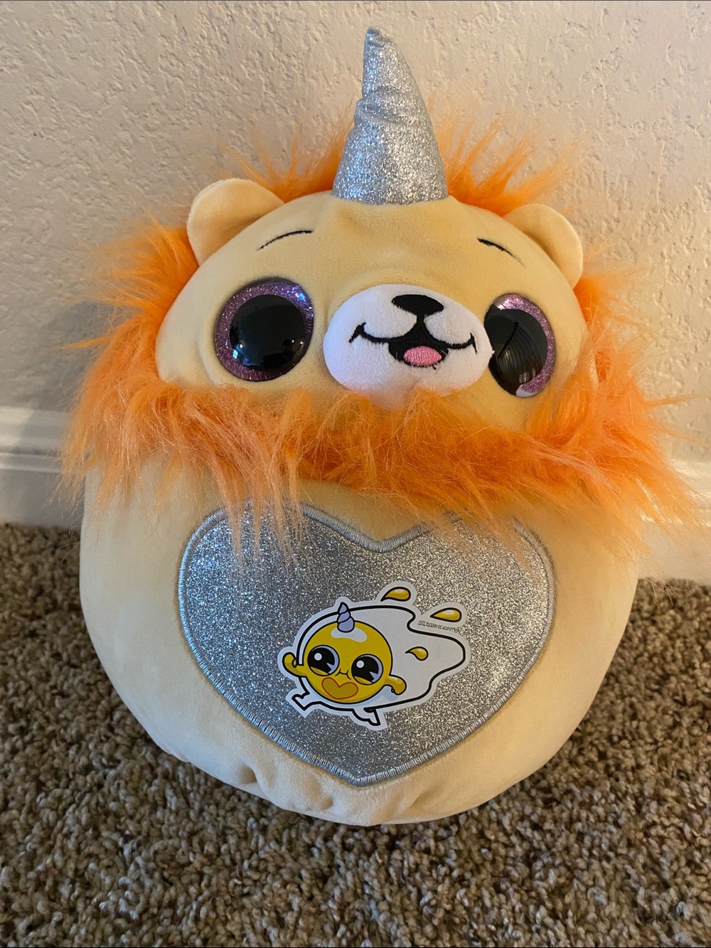 Zuru Rainbowcorn Orange Mane Unicorn Lion Plush with Silver Heart